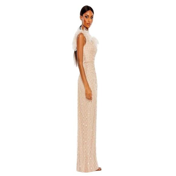 Mac Duggal Prom Long One Shoulder Side Slit Formal Gown Dress Rose Size 4 NWT - Picture 3 of 13
